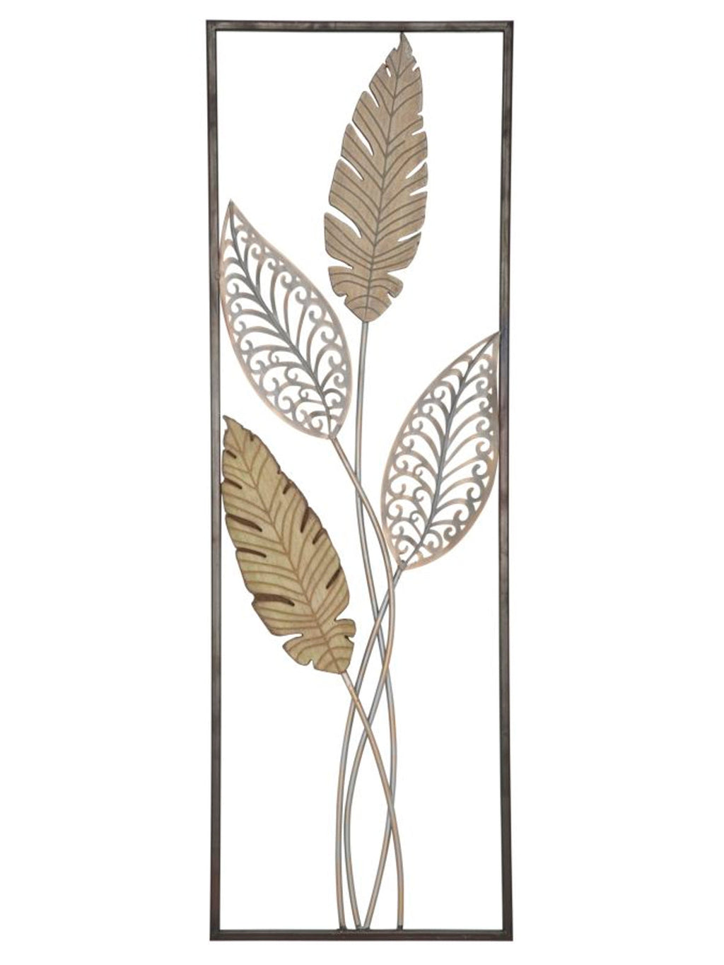 Pannello decorativo da parete in ferro oro, 30,5x1,90x91 cm – Foglie