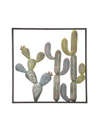 Pannello decorativo da parete in ferro verde, 50x1,3x50 cm – Cactus-frame