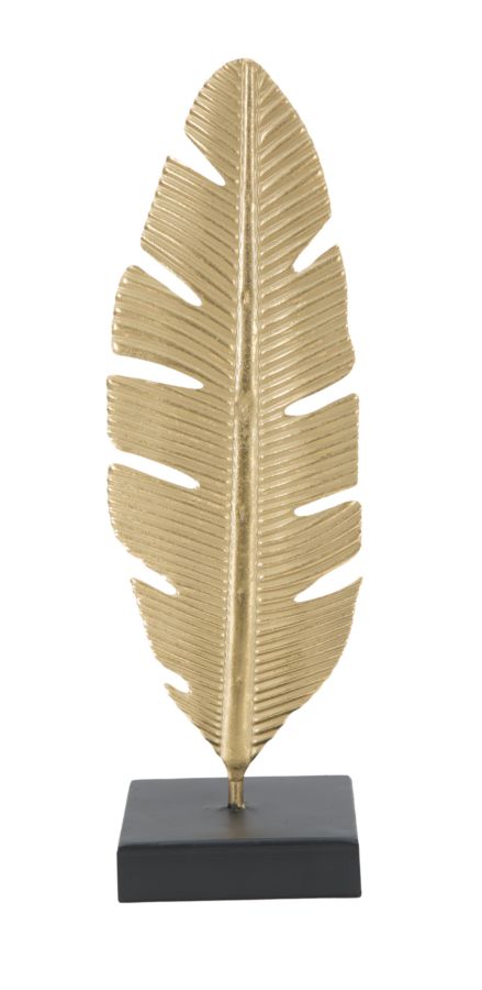 Scultura Foglia C/porta Candela Glam, 10x10x34 cm