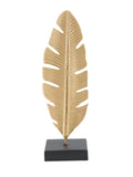 Scultura decorativa in metallo, 10x10x34 cm – Foglia C/porta Candela