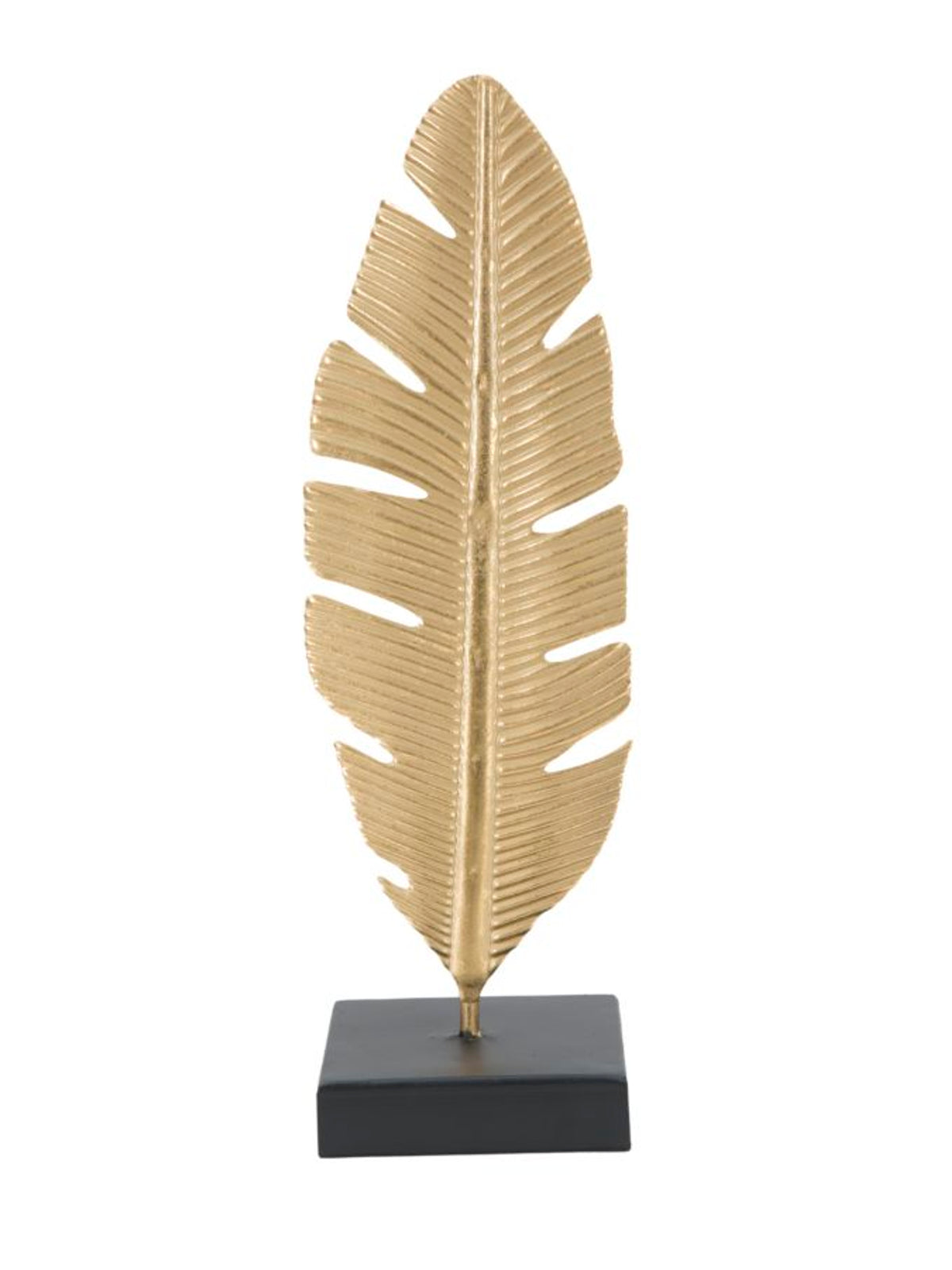 Scultura decorativa in metallo, 10x10x34 cm – Foglia C/porta Candela