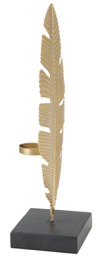 Scultura Foglia C/porta Candela Glam, 10x10x34 cm