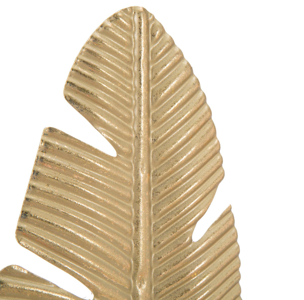 Scultura Foglia C/porta Candela Glam, 10x10x34 cm