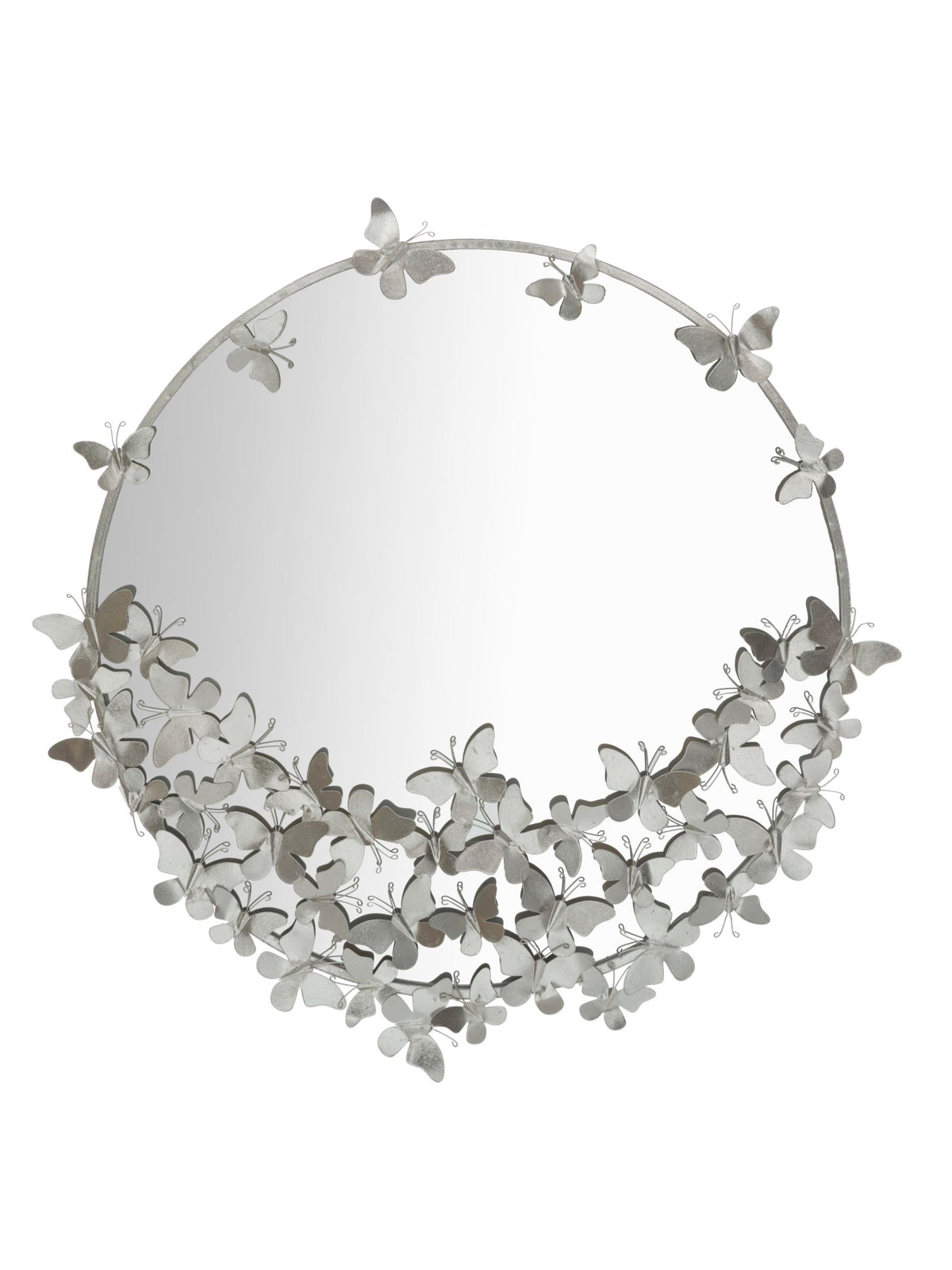Specchio da parete in metallo argento, Ø91x3x94 cm – Farfalle Round Silver