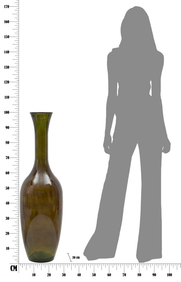 Vaso Jarron vetro Riciclato Green, Ø30x100 cm