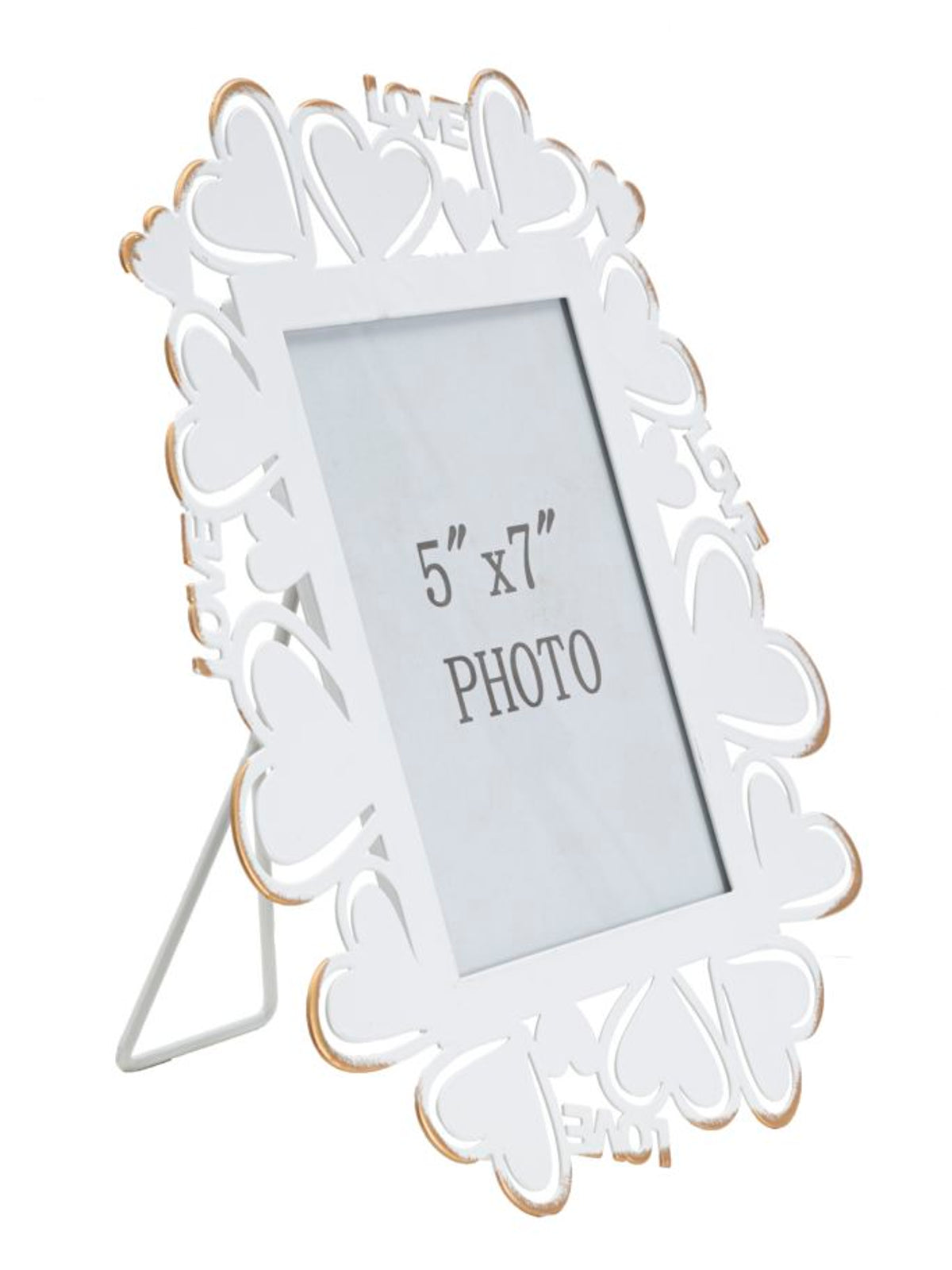 Cornice portafoto in metallo bianco, 25x14,5x27,7 cm – Heart