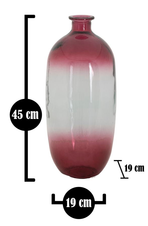 Vaso Botella Napoles vetro Riciclato Red, Ø19x45 cm