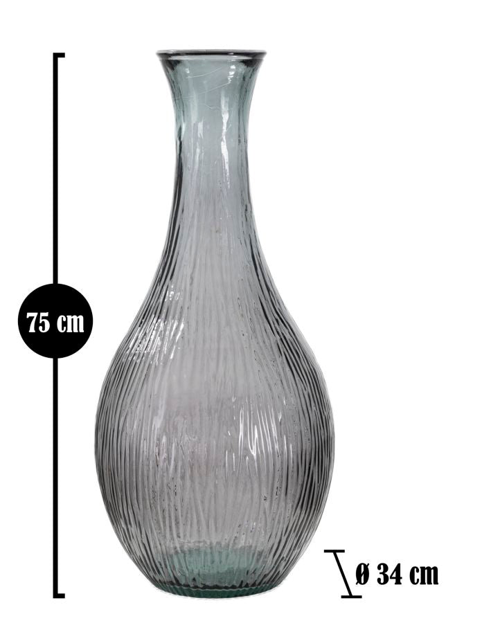 Vaso Jarron Arabe Low vetro Riciclato Fumo, Ø34x75 cm