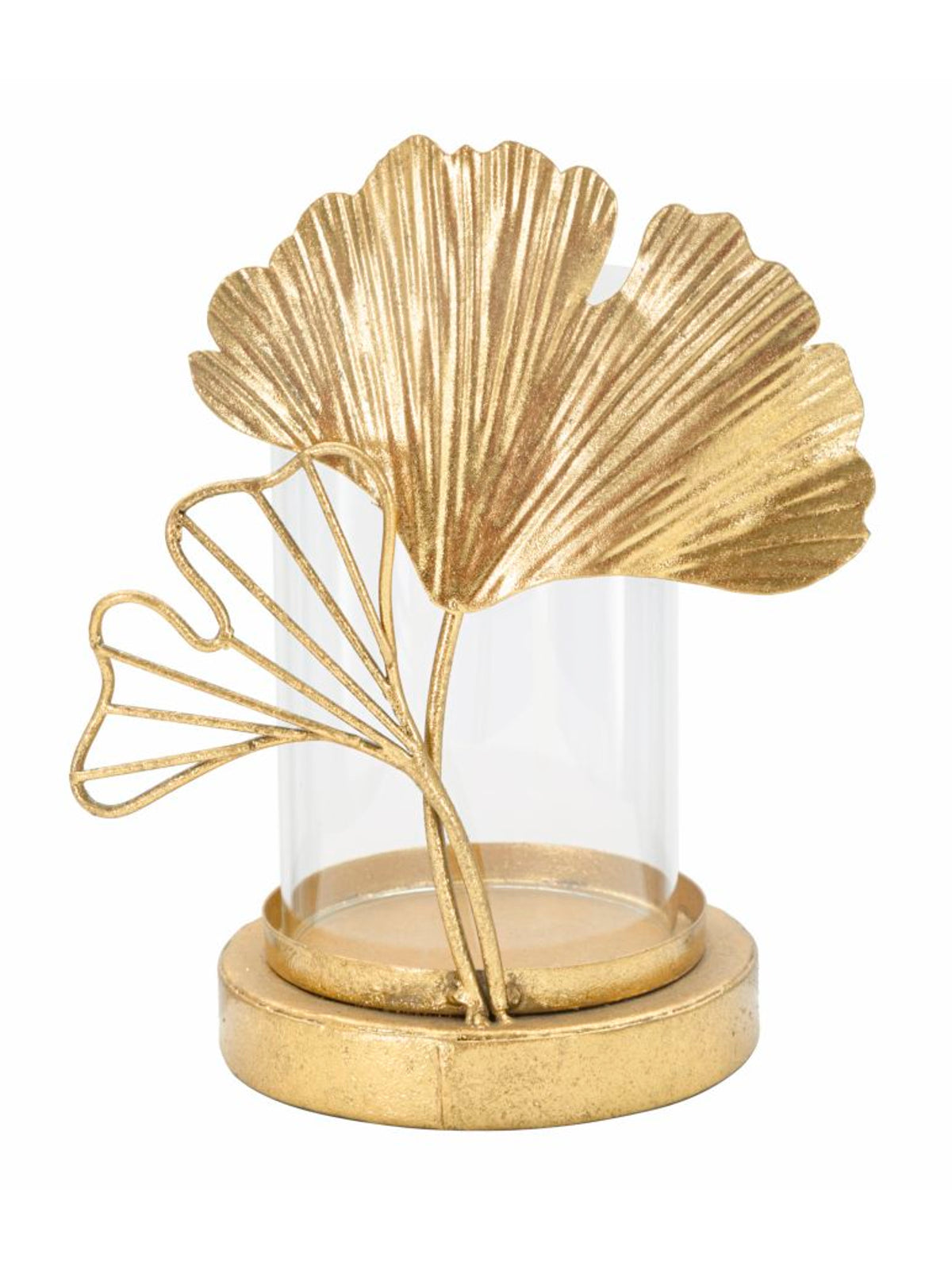 Portacandele in metallo oro, 17x12x21 cm – Leaf