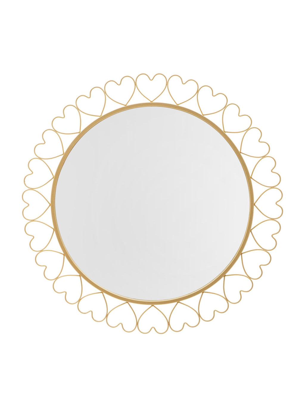 Specchio da parete in metallo oro, Ø80x2,5 cm – Hearts