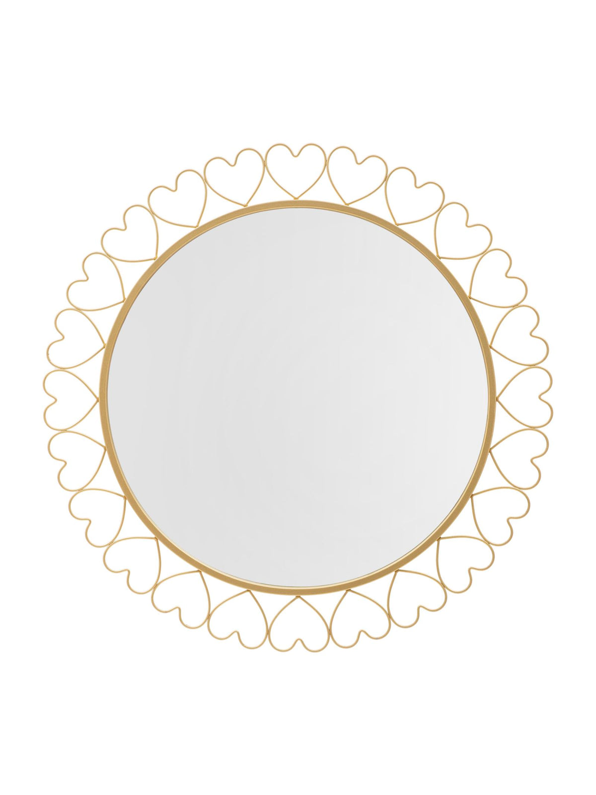 Specchio da parete in metallo oro, Ø80x2,5 cm – Hearts