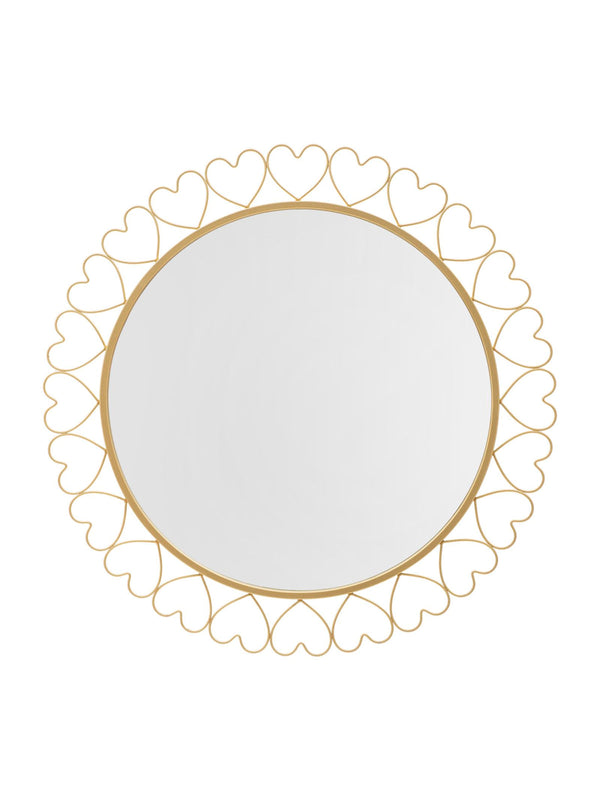 Specchio da parete in metallo oro, Ø80x2,5 cm – Hearts