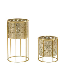 Portavaso da terra in metallo oro, Ø21x40-19x22 cm – Golvy
