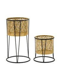 Portavaso da terra in metallo oro, Ø21x40-19x22 cm – Leavy