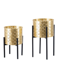 Portavaso da terra in metallo oro, Ø21x38-19x28 cm – Glissy Stand