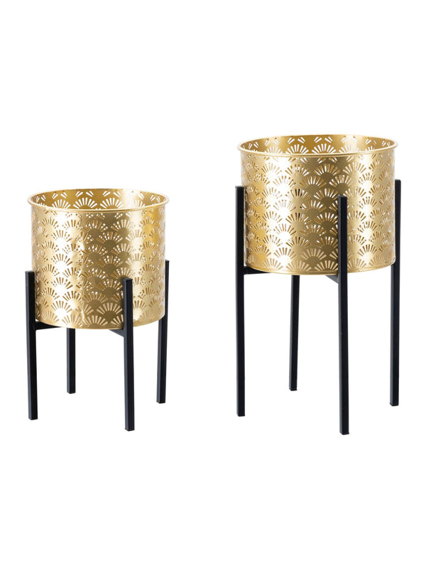 Portavaso da terra in metallo oro, Ø21x38-19x28 cm – Glissy Stand