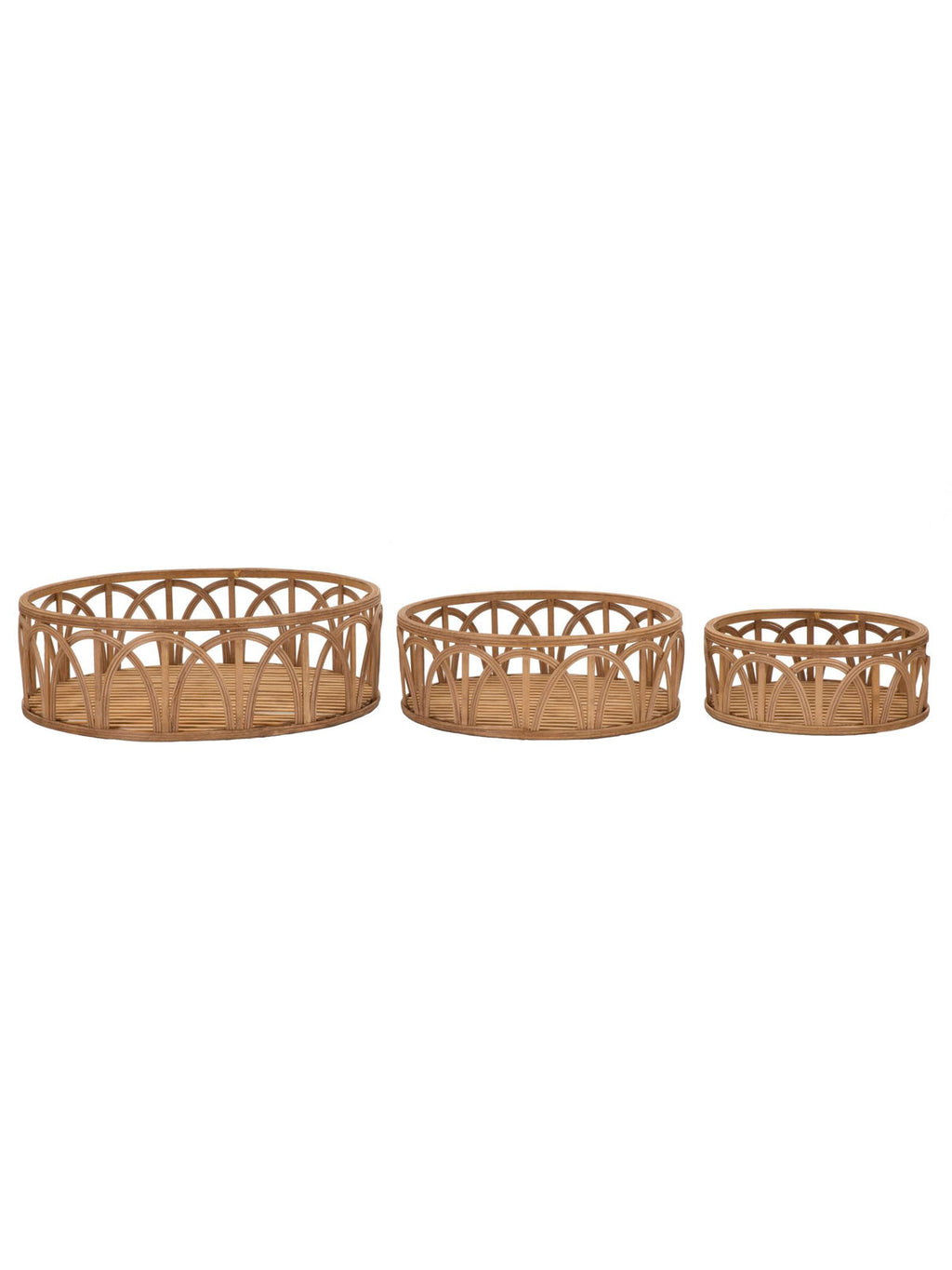 Svuotatasche decorativo in fibre naturali marrone, Ø50x16-40x14-30x12 cm – Fuji