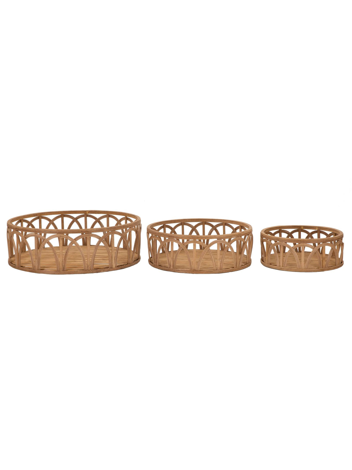 Svuotatasche decorativo in fibre naturali marrone, Ø50x16-40x14-30x12 cm – Fuji