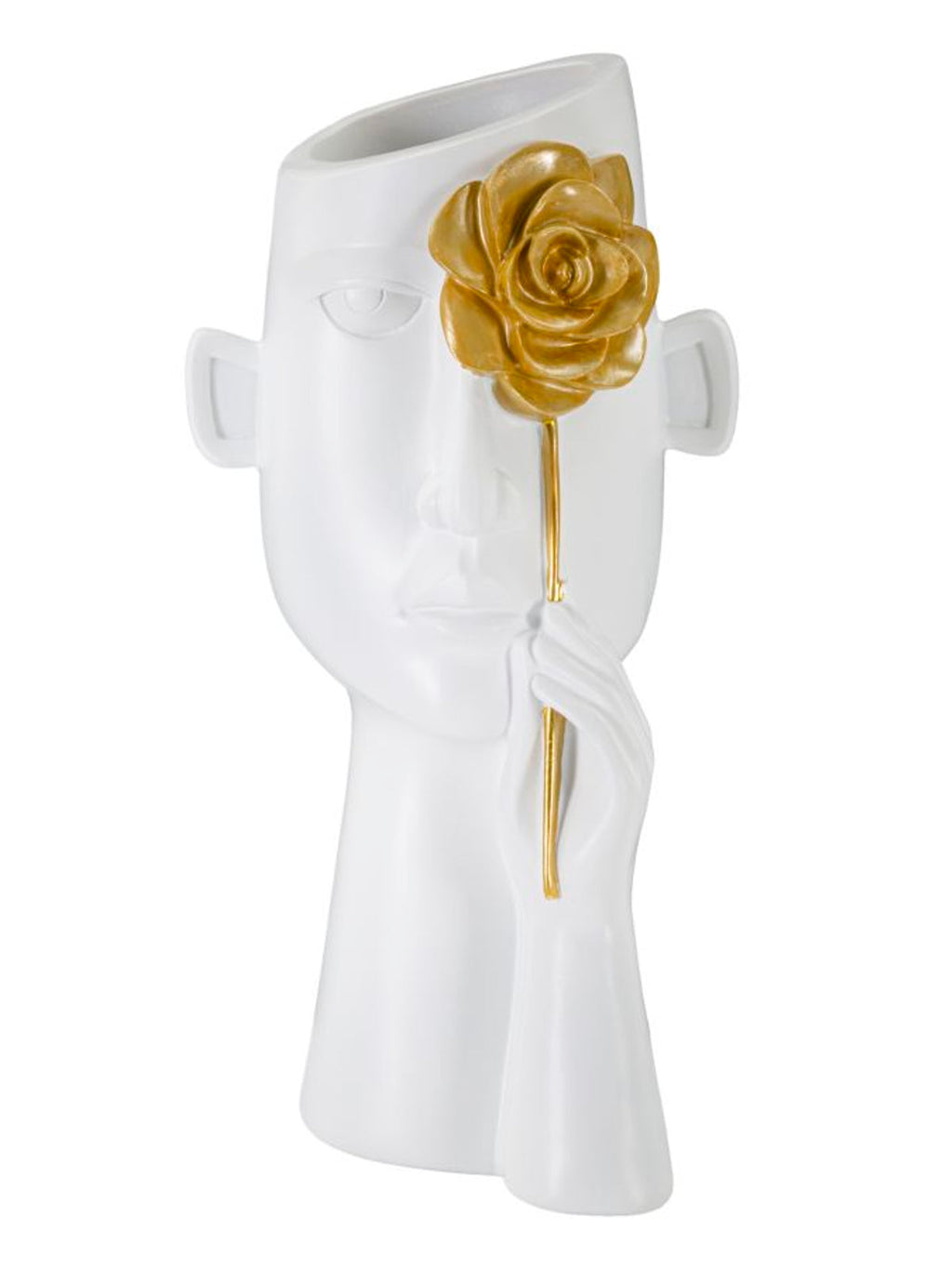 Vaso decorativo in tessuto bianco, 14x13x27 cm – Face con Fiore