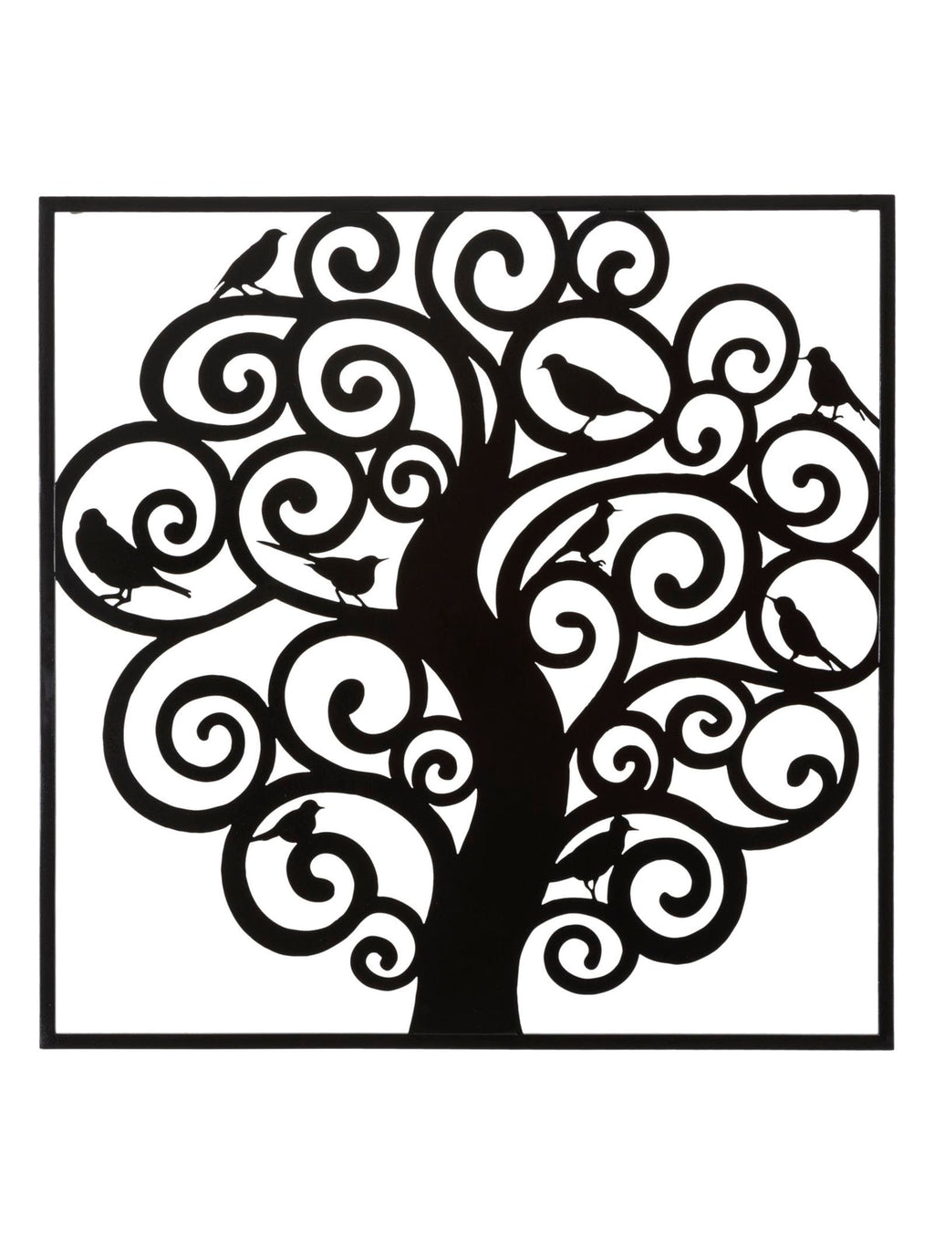 Pannello decorativo da parete in ferro nero, 70x1x70 cm – Three
