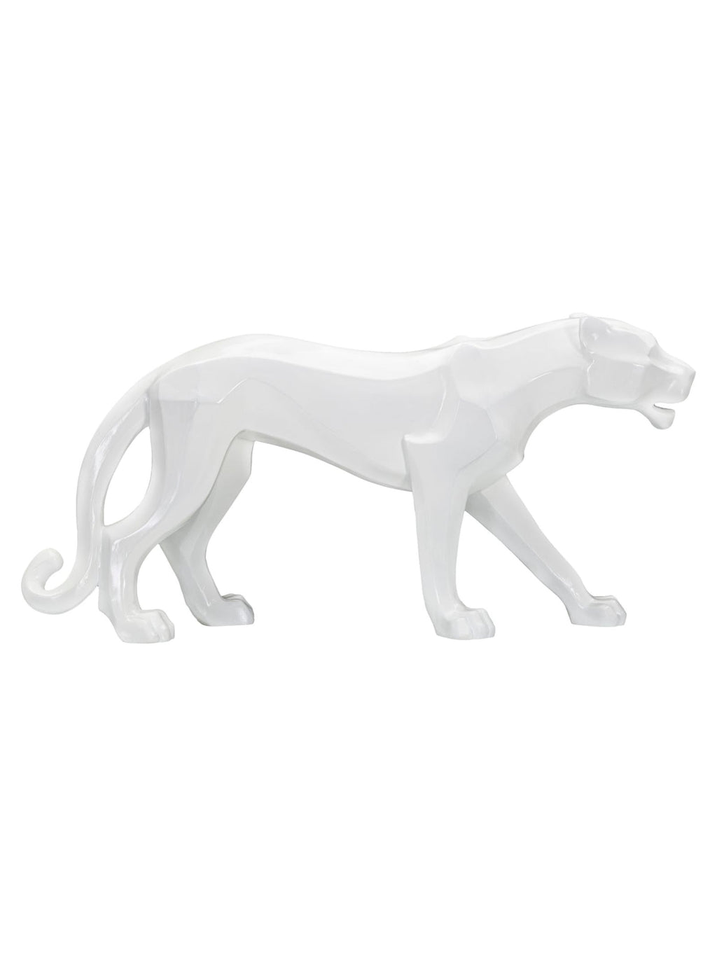 Scultura decorativa in resina bianca, 70x18x32,5 cm – Pantera