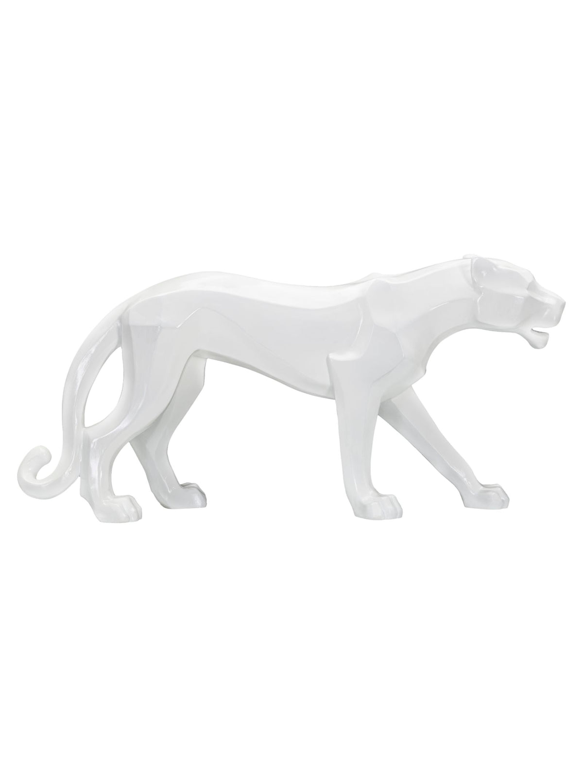Scultura decorativa in resina bianca, 70x18x32,5 cm – Pantera