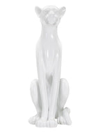 Scultura decorativa in resina bianca, 27x38x74 cm – Leopardo Sit