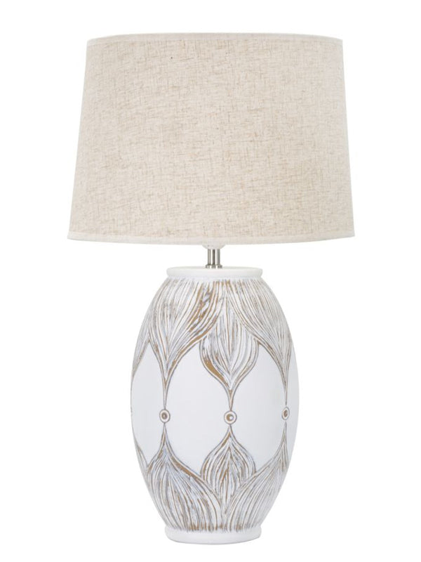 Lampada da tavolo in resina bianca, Ø38x67 cm – ovale Atene