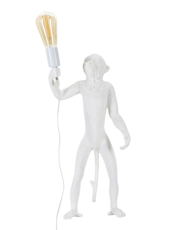 Lampada da tavolo in resina bianco, Ø26x34x55 cm – Monkey