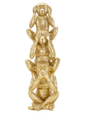 Scultura decorativa in resina oro, Ø10,5x30 cm – Scimmie Tower