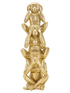 Scultura decorativa in resina oro, Ø10,5x30 cm – Scimmie Tower