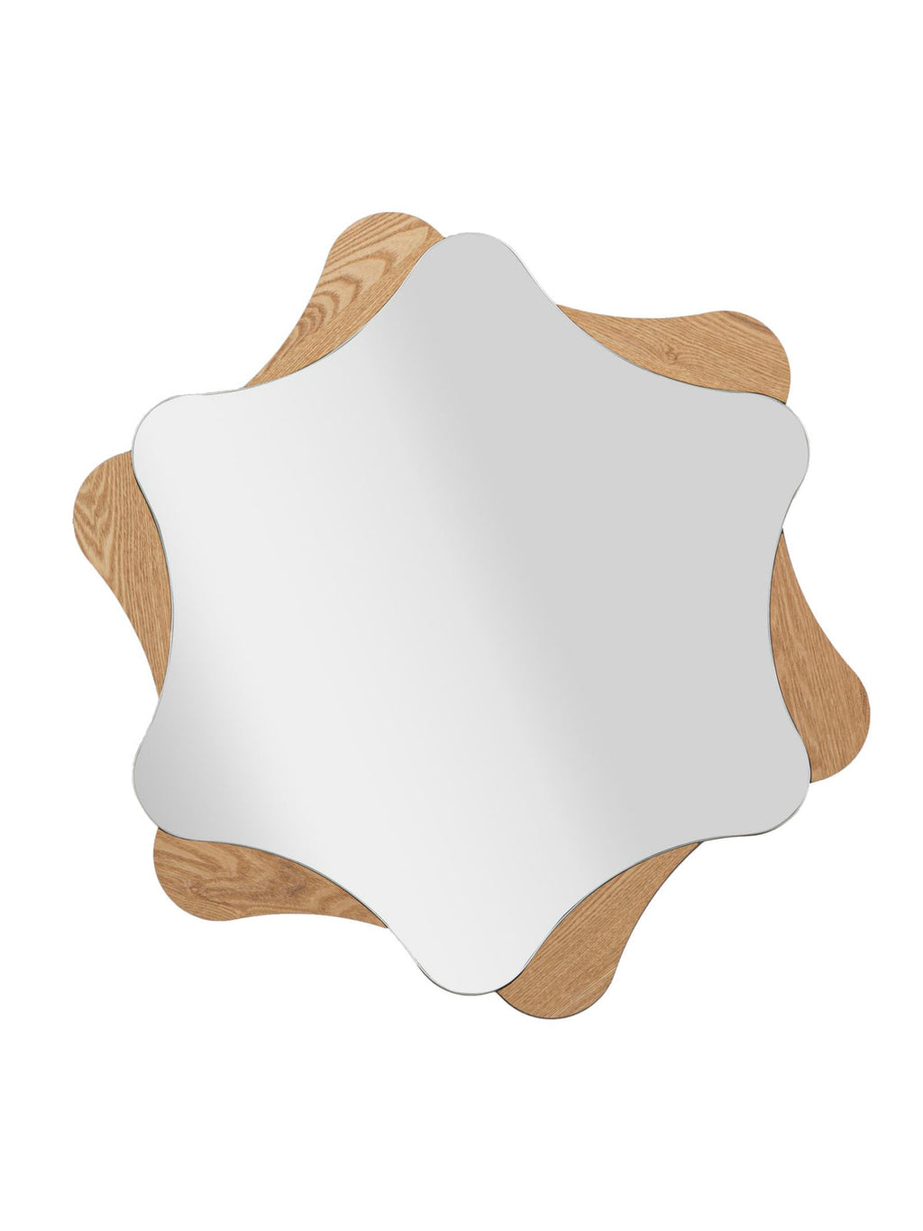 Specchio da parete in legno naturale, Ø80x1 cm – Star