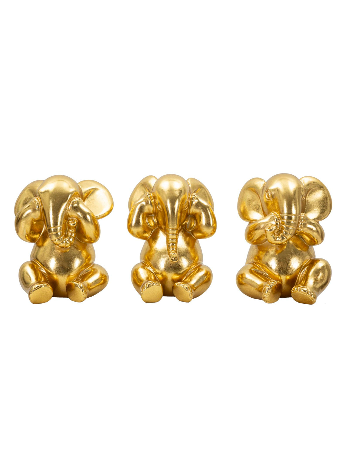 Scultura decorativa in resina oro, Ø15,5x20,5 cm – Elefante Non Vedo/non