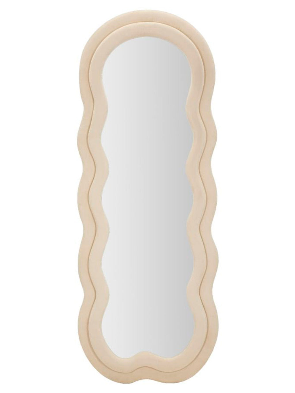 Specchio da parete in velluto crema, 60x4x160 cm – Miki