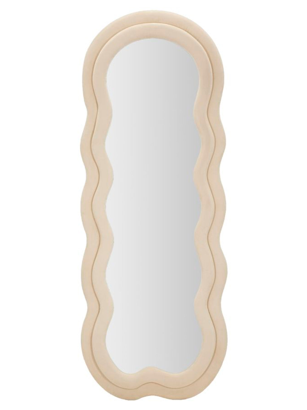 Specchio da parete in velluto crema, 60x4x160 cm – Miki