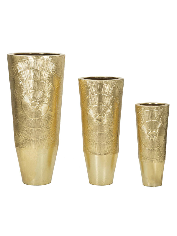 Portavaso da terra in metallo oro, Ø50,8x114,9-40x92,7-29,8x70,5 cm – Goldely