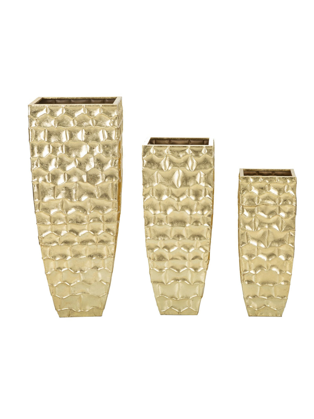 Portavaso da terra in metallo oro, 23x23x63, 38x38x94-30,5x30,5x76 cm – Glody