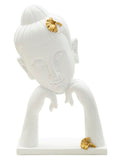 Scultura decorativa in resina bianca, 21,5x13x36 cm – Testa Buddha