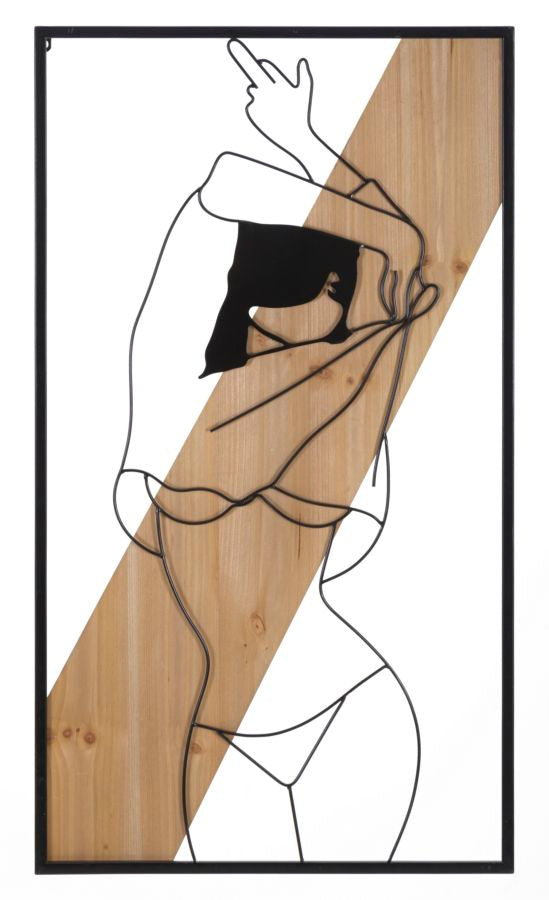 Pannello da muro Strip ferro e Wood, 50x2x90 cm