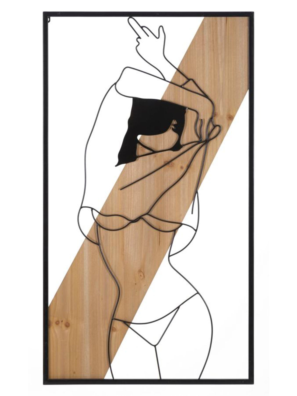 Pannello decorativo da parete in ferro nero, 50x2x90 cm – Strip Wood