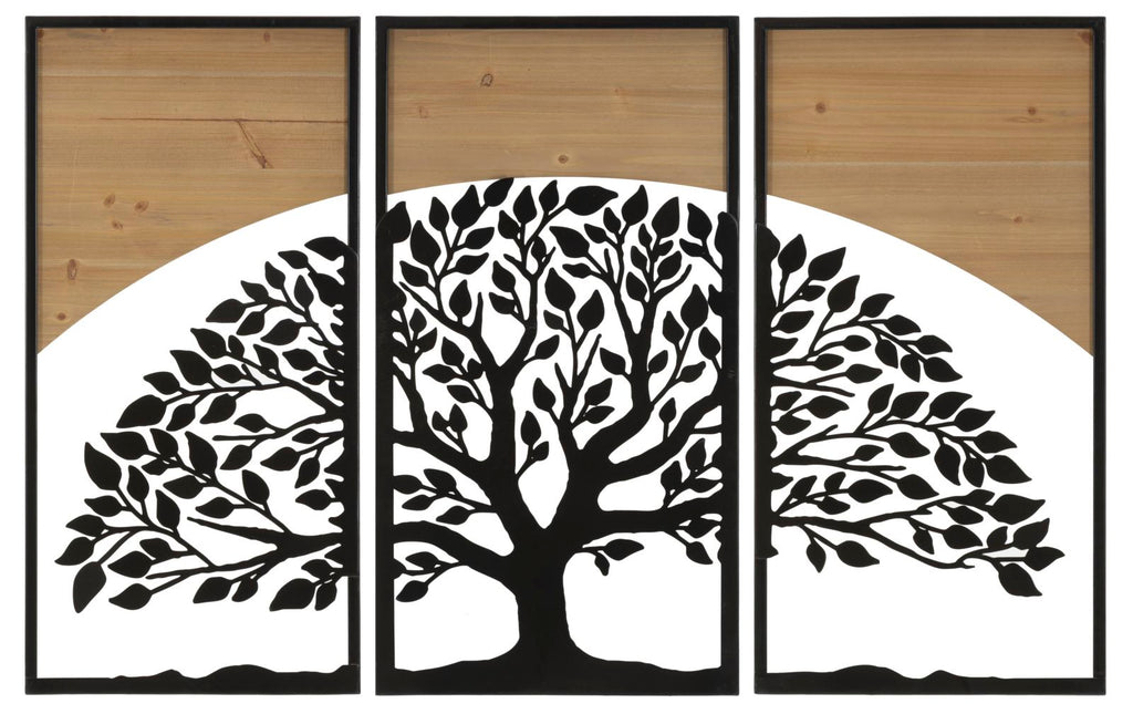 Pannello da muro Arc ferro e Wood set 3PZ, 105x2x70 cm