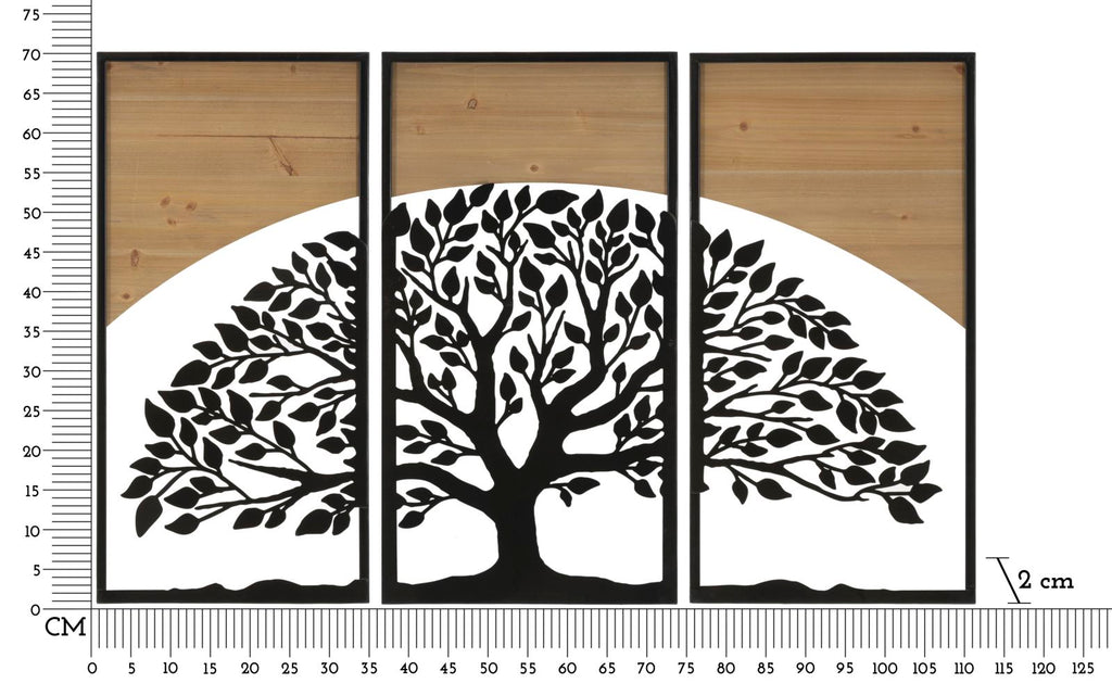 Pannello da muro Arc ferro e Wood set 3PZ, 105x2x70 cm