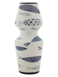 Vaso decorativo in ceramica multicolore, Ø14x34 cm – Fish Double