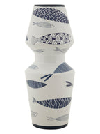Vaso decorativo in ceramica multicolore, Ø14x34 cm – Fish Double