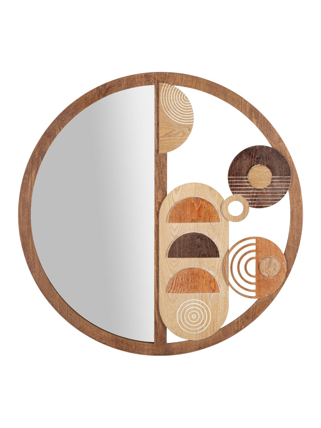 Specchio da parete in legno multicolore, Ø80x3 cm – Block