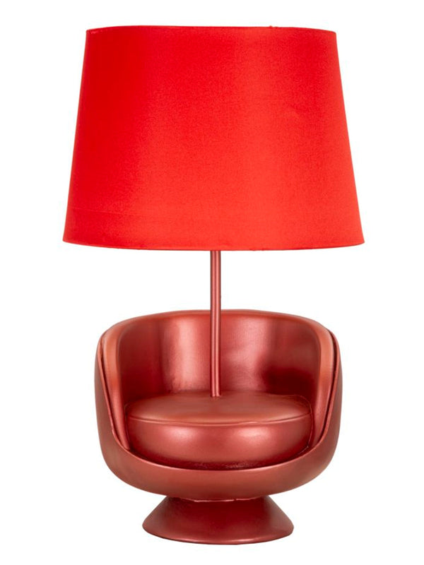 Lampada da comodino in resina rosso, Ø26x43 cm – Midcentury