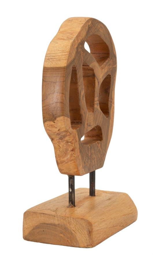 Scultura Lubang in Teak Riciclato, 18x10x27 cm