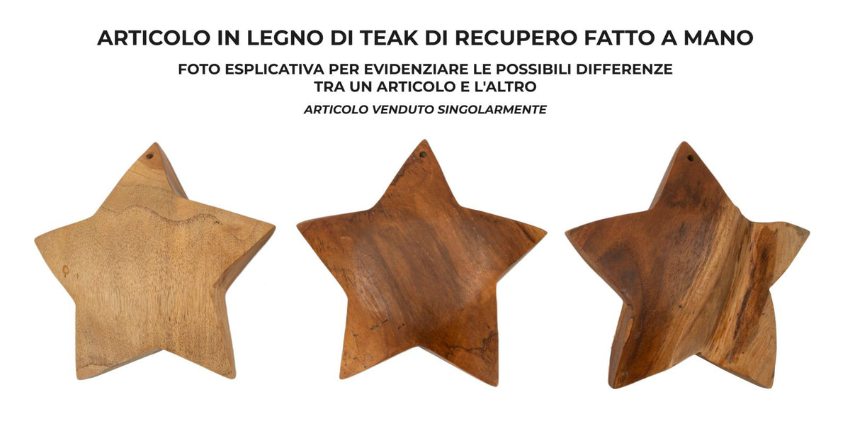Decorazione Bintang da da appendere in Teak Riciclato (pezzi Unici-non Ripetibile in Serie - foto 7