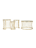 Tavolino da salotto in metallo oro, Ø70x45-47x54,5-36x50-28x45 cm – Noah