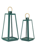 Lanterna decorativa in metallo verde, Ø25x25x57-20x20x45 cm – Grent set da